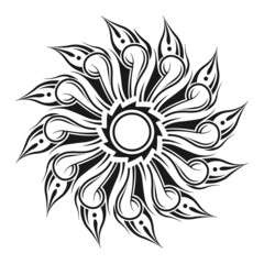 mandala ornament vector, black and white