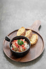 spicy shrimp in garlic and chilli pepper seafood tapas restaurant