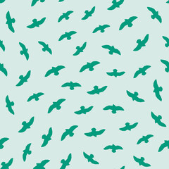 Fototapeta na wymiar Abstract summer seamless pattern. Simple bird shape