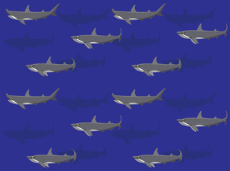 Naklejka premium Hammerhead Shark Swimming Animation Seamless Wallpaper Background