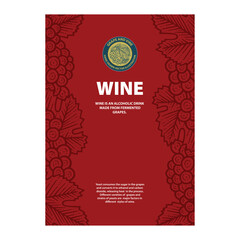 Grape and wine vintage style illustrations. Wine list design template. Wine theme cover design for brochures, posters, promotion banners, menus, book, magazine, booklet, flyer. Part of set.
