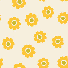 Abstract botanical seamless pattern. Simple flower shape