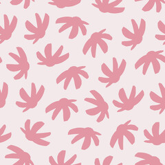 Abstract botanical seamless pattern. Simple flower shape