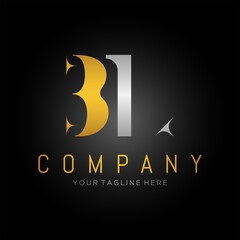 simple b l letter logo design in Silver and gold color with black background.
