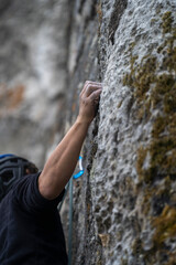 Rock climber fingers and hand 