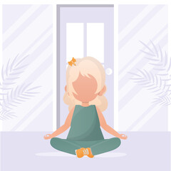 Little girl is doing yoga. Yoga kids. Vector.