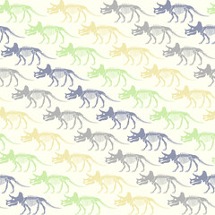 Seamless vector pattern with dinosaur skeleton.  © Оксана Омельченко