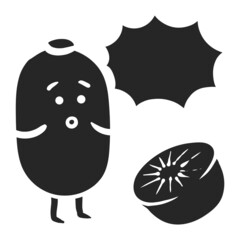 Hand drawn icon Kiwi characters drawing vector illustration