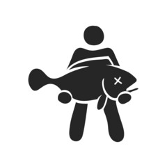 Hand drawn icon Man holding fish