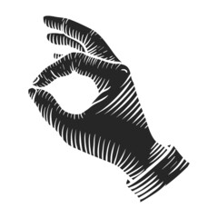 Hand drawn icon Okay gesture using thumb and index finger vector illustration