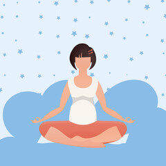 A woman sits in the lotus position. Healthy lifestyle concept. Vector.