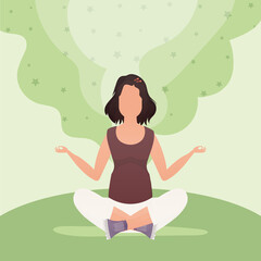 Woman Meditates. The concept of calm and tranquility. Vector.