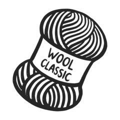 Hand drawn icon wool yarn illustration.