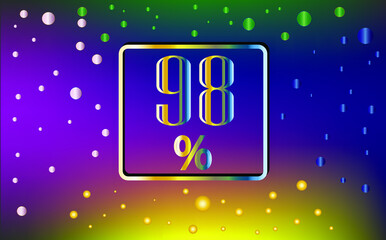 98% discount. Banner with colored light effect for sale in stores and promotions.