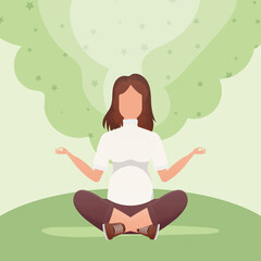 Woman doing yoga. Healthy lifestyle concept. Cartoon style.