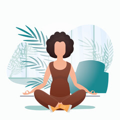 Woman doing yoga. Healthy lifestyle concept. Vector.