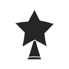 Hand drawn icon Christmas tree star