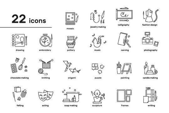 A set of creativity icons. Vector illustration