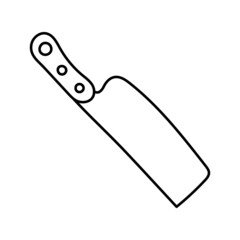 Meat knife. Kitchenware sketch. Doodle line vector kitchen utensil and tool. Cutlery