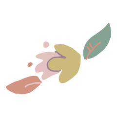 Blossom and leaf element. Hand drawn vector