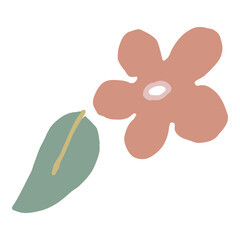 Simple flower and leaf design element isolated.