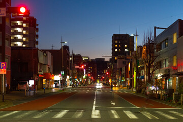 Fototapeta premium 福岡県北九州市戸畑区戸畑駅付近の街夜景