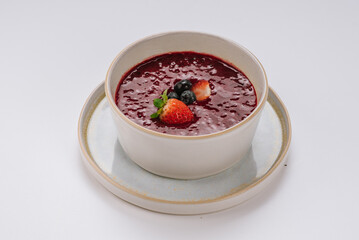 Dietary strawberry and blueberry puree. Vegetarian menu