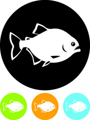 Piranha. Predatory fish with teeth vector icon
