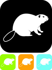 Cute cartoon beaver logo. Vector icon isolated