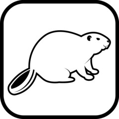 Cute cartoon beaver logo. Vector icon isolated