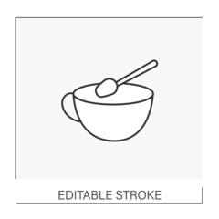  Tea ceremony line icon. Add sugar to cup. Tea and coffee concept. Isolated vector illustration. Editable stroke