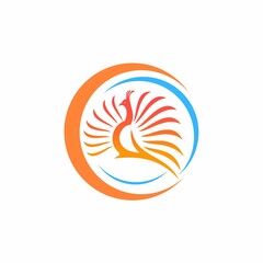 New simple logo peacock flight symbol