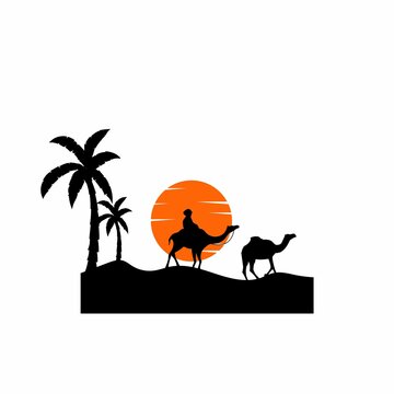 Graphic design moon and camel illustratsion
