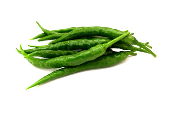 白背景の青唐辛子　コピースペースあり Green chili peppers (chile verde) on white background with copy space