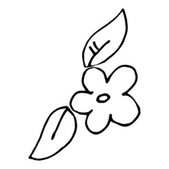 Simple flower and leaf design element outline isolated.