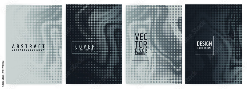 Poster set of abstract background cover designs. halftone effect. vector graphics. abstract background.