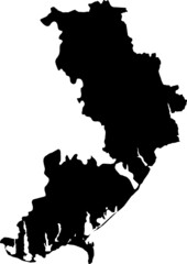Black flat blank vector map of the Ukrainian administrative area  of ODESSA OBLAST, UKRAINE
