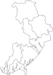 White flat blank vector map of raion areas of the Ukrainian administrative area of ODESSA OBLAST, UKRAINE with black border lines of its raions