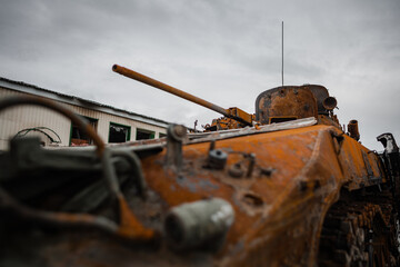 Destroyed tank in Borodianka