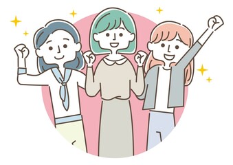 女子3人組イラスト