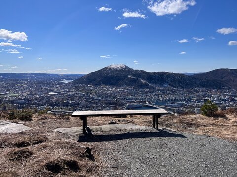 Scenic Views and idyllic paths on Mount Fløyen Bergen Norway