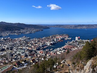 Fototapeta na wymiar Bergen Panorama from Mount Fløyen Bergen Norway