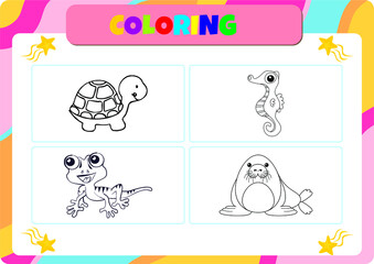 Animals coloring page for kids.