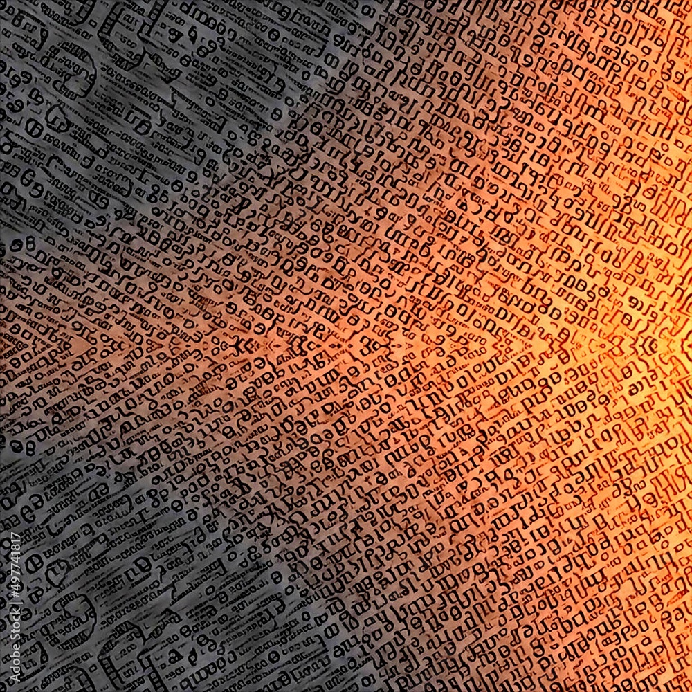 Aufkleber stylized letters and words from unknown universal language and almost recognized alphabet