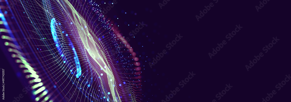 Aufkleber emotion of musical sounds and vibration of strings. digital mind concept. abstract cybersynthetics 3