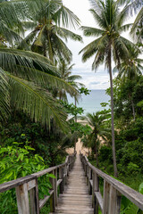 Fototapeta na wymiar Beautifull of Wooden bridge at Nai Thon beach, Phuket, Thailand
