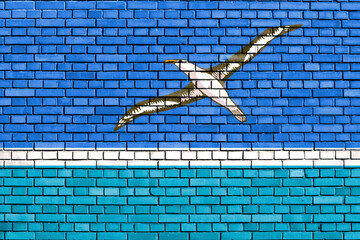 flag of Midway Atoll painted on brick wall
