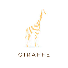 Abstract yellow line illustration logo forming a giraffe © Ricky