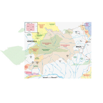 Map of the Yanomami tribal area in the Venezuelan-Brazilian border area