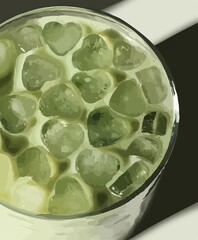 Iced matcha green tea latte 
